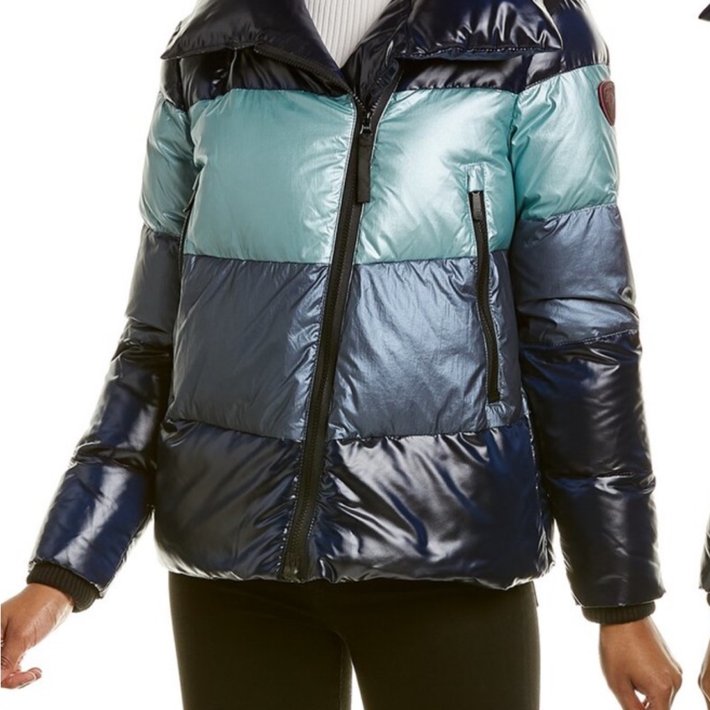 Rossignol Women's Navy And Aqua Puffer Jacket Nwt